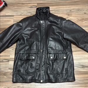 Misty Harbor Original Men's Black Leather Jacket Heavy XL Tall Removable Liner